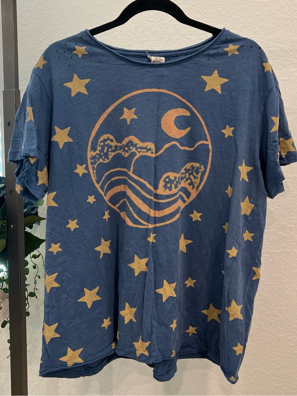 Magnolia Pearl Blue Tee with Gold Star & Moon Graphic (item 24.1)
